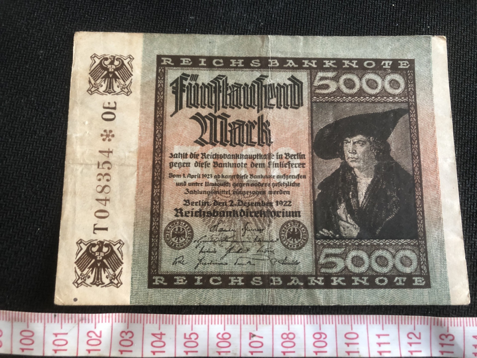 【保诚微拍】第17期  $ 纸币专场 $【自动拍卖】【全场包邮】【佣金3.99元/件】 【纸币】德国 1922年 5000马克 