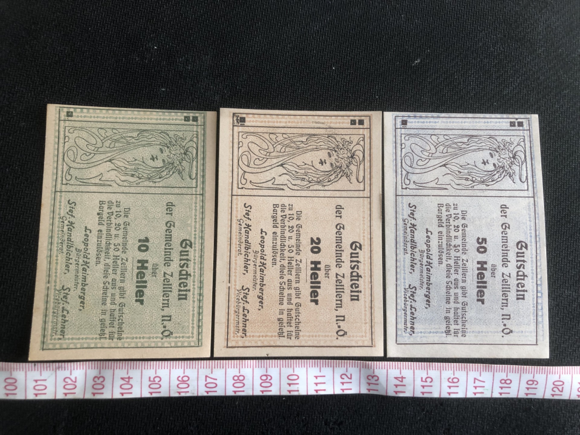 【保诚微拍】第17期  $ 纸币专场 $【自动拍卖】【全场包邮】【佣金3.99元/件】 【纸币】【德国紧急时期纸币】#108 10/20/50 赫勒 三枚