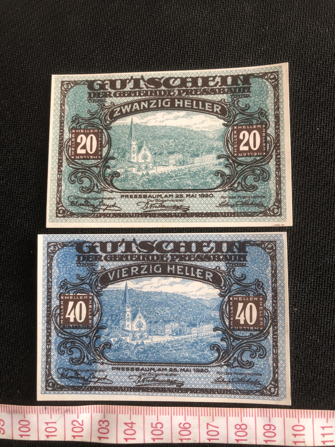 【保诚微拍】第17期  $ 纸币专场 $【自动拍卖】【全场包邮】【佣金3.99元/件】 【纸币】【德国紧急时期纸币】#104 20/40 赫勒 两枚