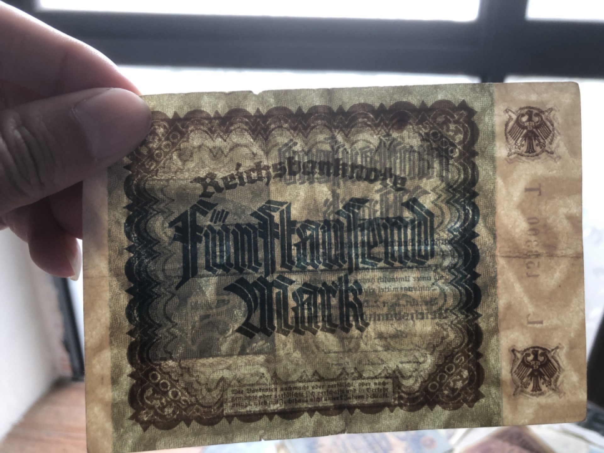 【保诚微拍】第17期  $ 纸币专场 $【自动拍卖】【全场包邮】【佣金3.99元/件】 【纸币】德国 1922年 5000马克 纸币 流通品