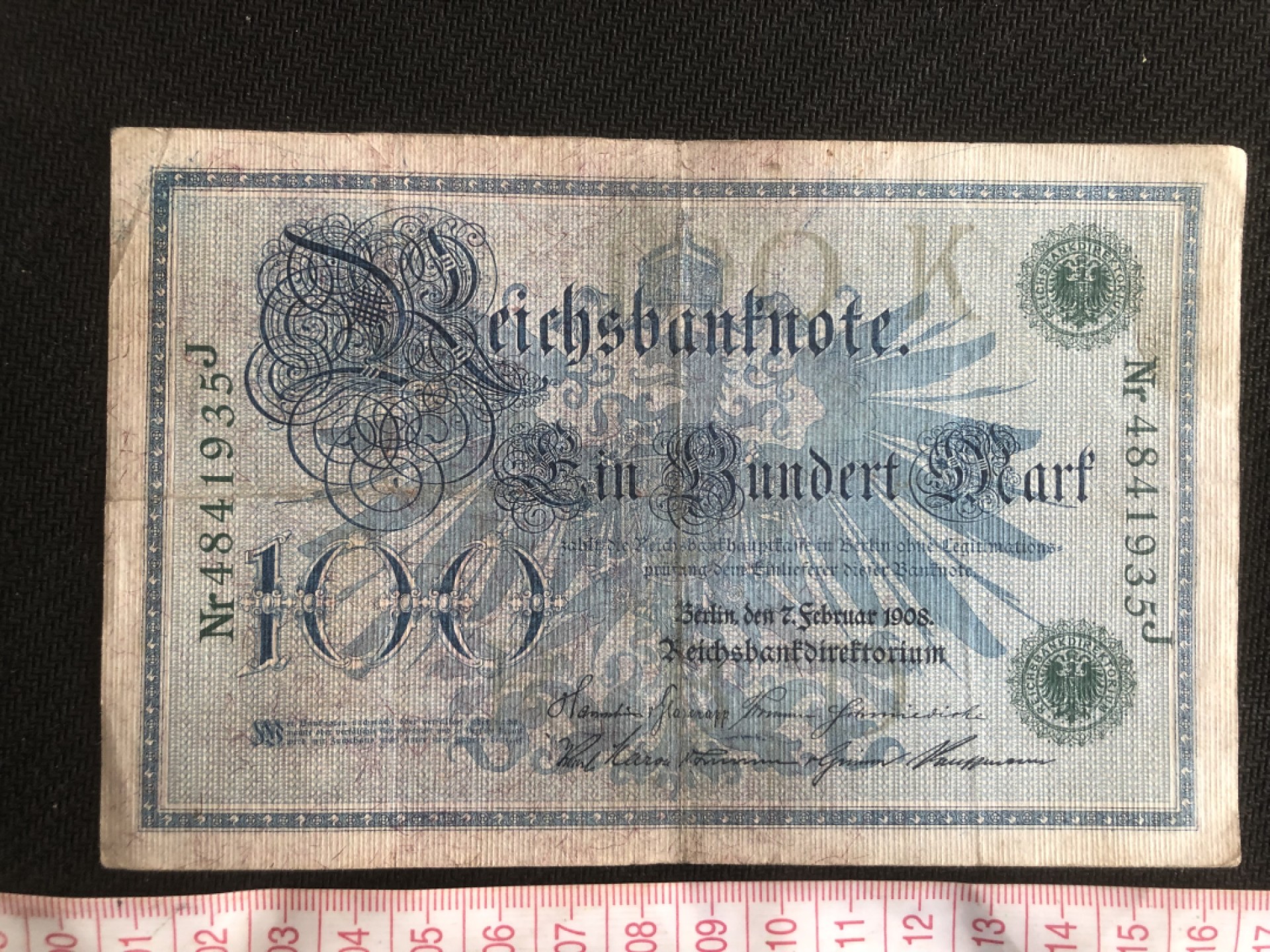 【保诚微拍】第17期  $ 纸币专场 $【自动拍卖】【全场包邮】【佣金3.99元/件】 【纸币】德国 1908年 100马克 绿色字轨