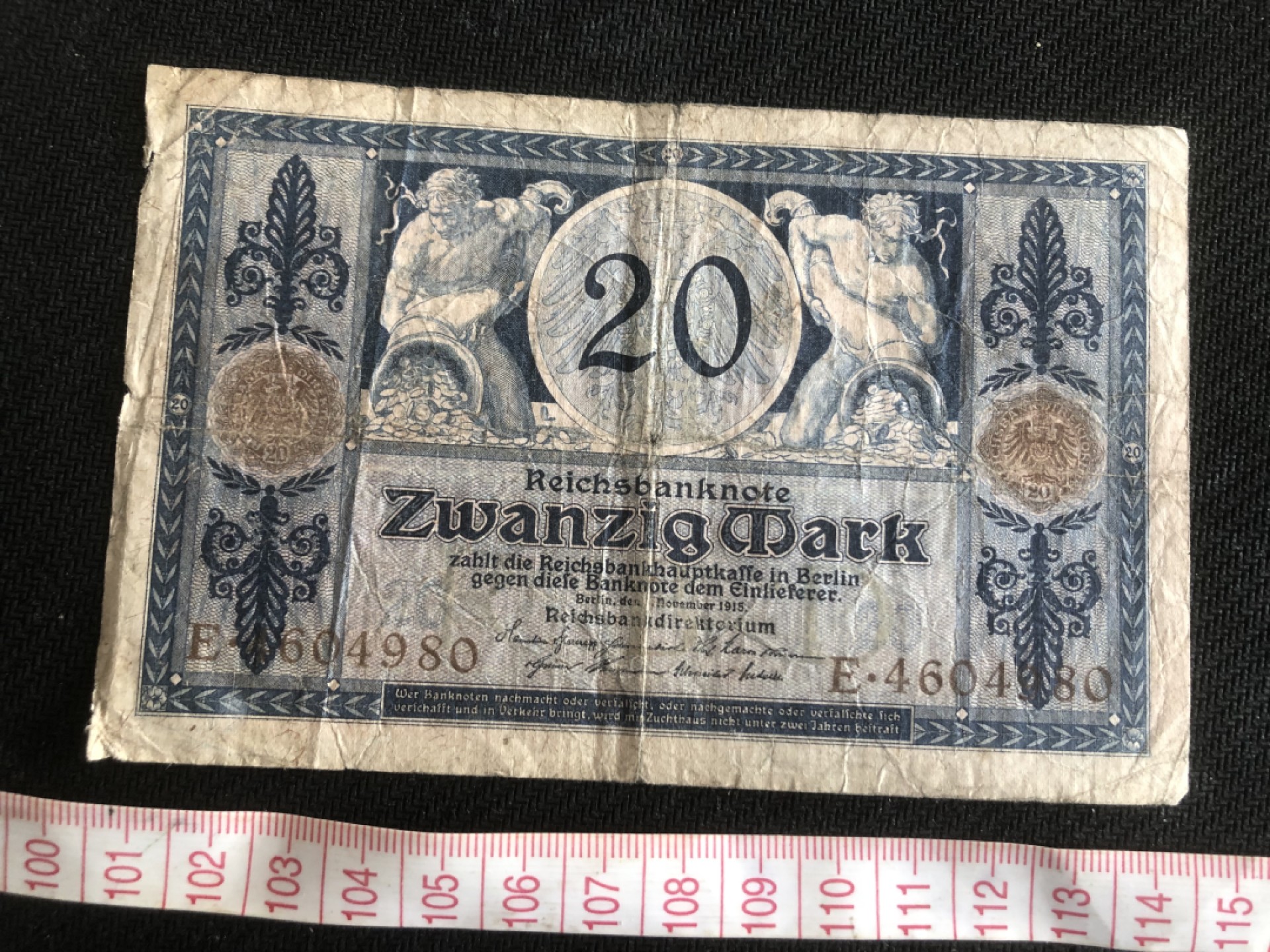 【保诚微拍】第17期  $ 纸币专场 $【自动拍卖】【全场包邮】【佣金3.99元/件】 【纸币】德国 1915年 20马克 