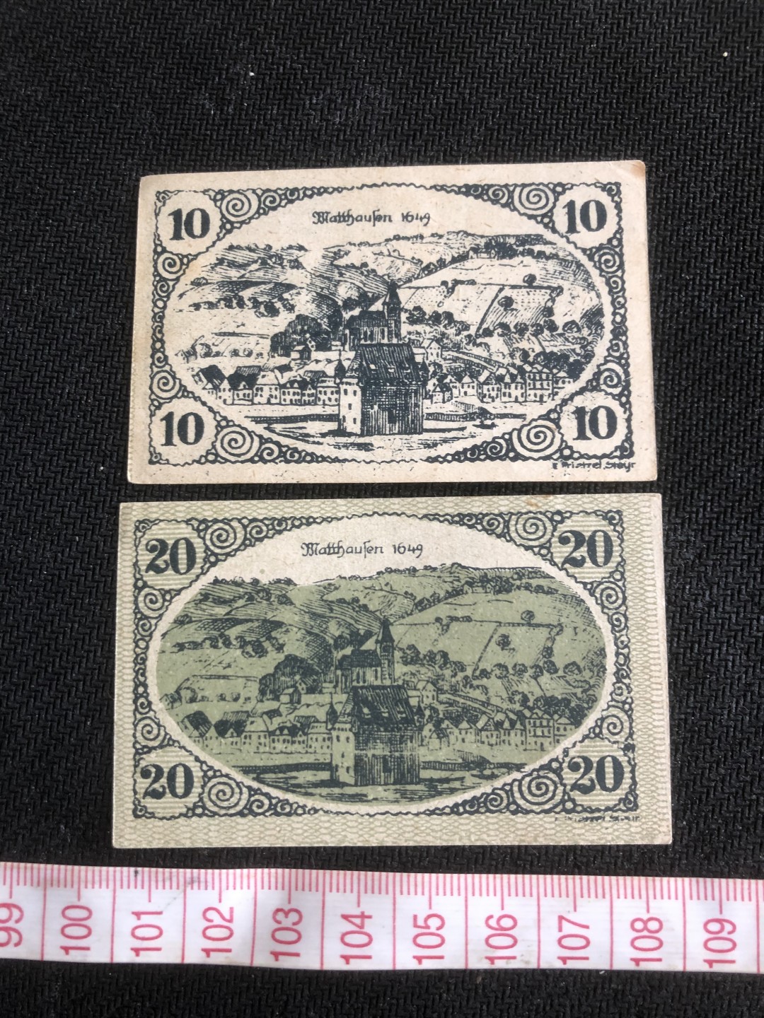 【保诚微拍】第17期  $ 纸币专场 $【自动拍卖】【全场包邮】【佣金3.99元/件】 【纸币】【德国紧急时期纸币】#103 10/20 赫勒 两枚 村庄