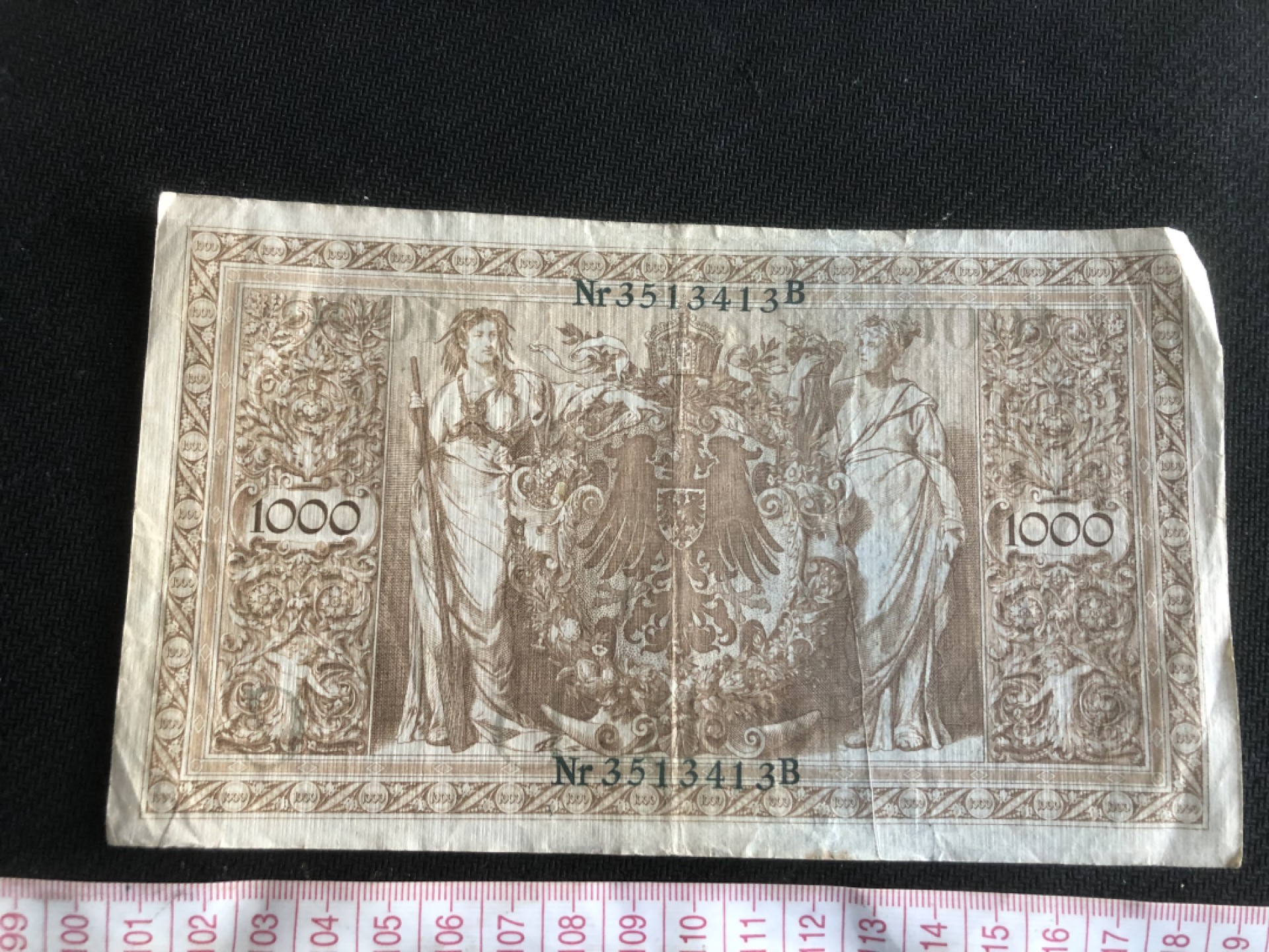 【保诚微拍】第17期  $ 纸币专场 $【自动拍卖】【全场包邮】【佣金3.99元/件】 【纸币】德国 1910年 1000马克 黑色字轨  黑色银章