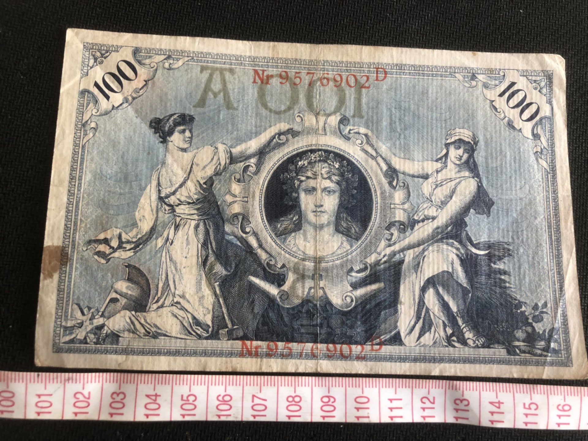 【保诚微拍】第17期  $ 纸币专场 $【自动拍卖】【全场包邮】【佣金3.99元/件】 【纸币】德国 1908年 100马克 红色字轨