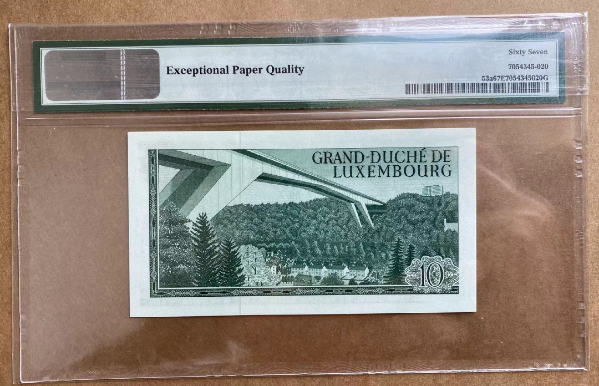 【Blue Auction】✨世界纸币精拍第166期——利奥波德二世（共105拍） 卢森堡 1967年10法郎 PMG67EPQ 高分