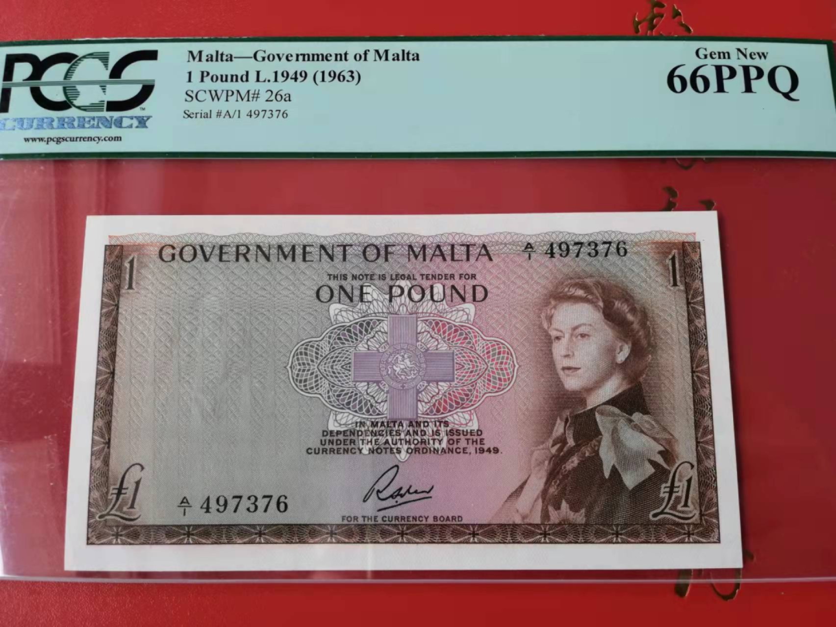 【Blue Auction】✨世界纸币精拍第166期——利奥波德二世（共105拍） 马耳他 1949年1镑 PCGS66EPQ 戎装女王 A1冠 