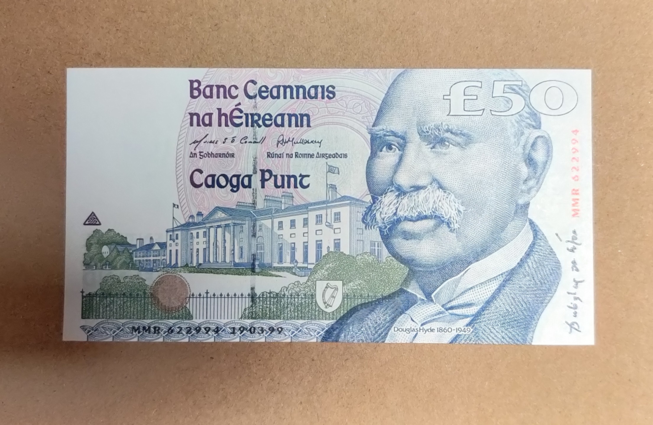 【Blue Auction】✨世界纸币精拍第166期——利奥波德二世（共105拍） 爱尔兰 1999年50镑 道格拉斯•海德 UNC- 