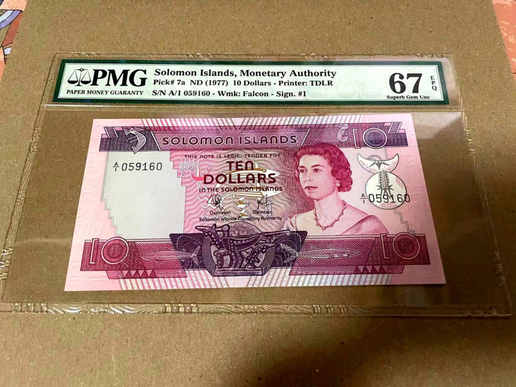 【Blue Auction】✨世界纸币精拍第166期——利奥波德二世（共105拍） 【A1冠无47】所罗门群岛 1977年10元 PMG67EPQ 高分 女王纸币