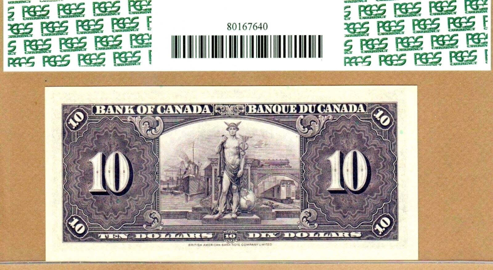 【Blue Auction】✨世界纸币精拍第166期——利奥波德二世（共105拍） 【8808尾】加拿大 1937年10元 b版 英王乔治 PCGS63EPQ 全新原票 雕刻非常精美