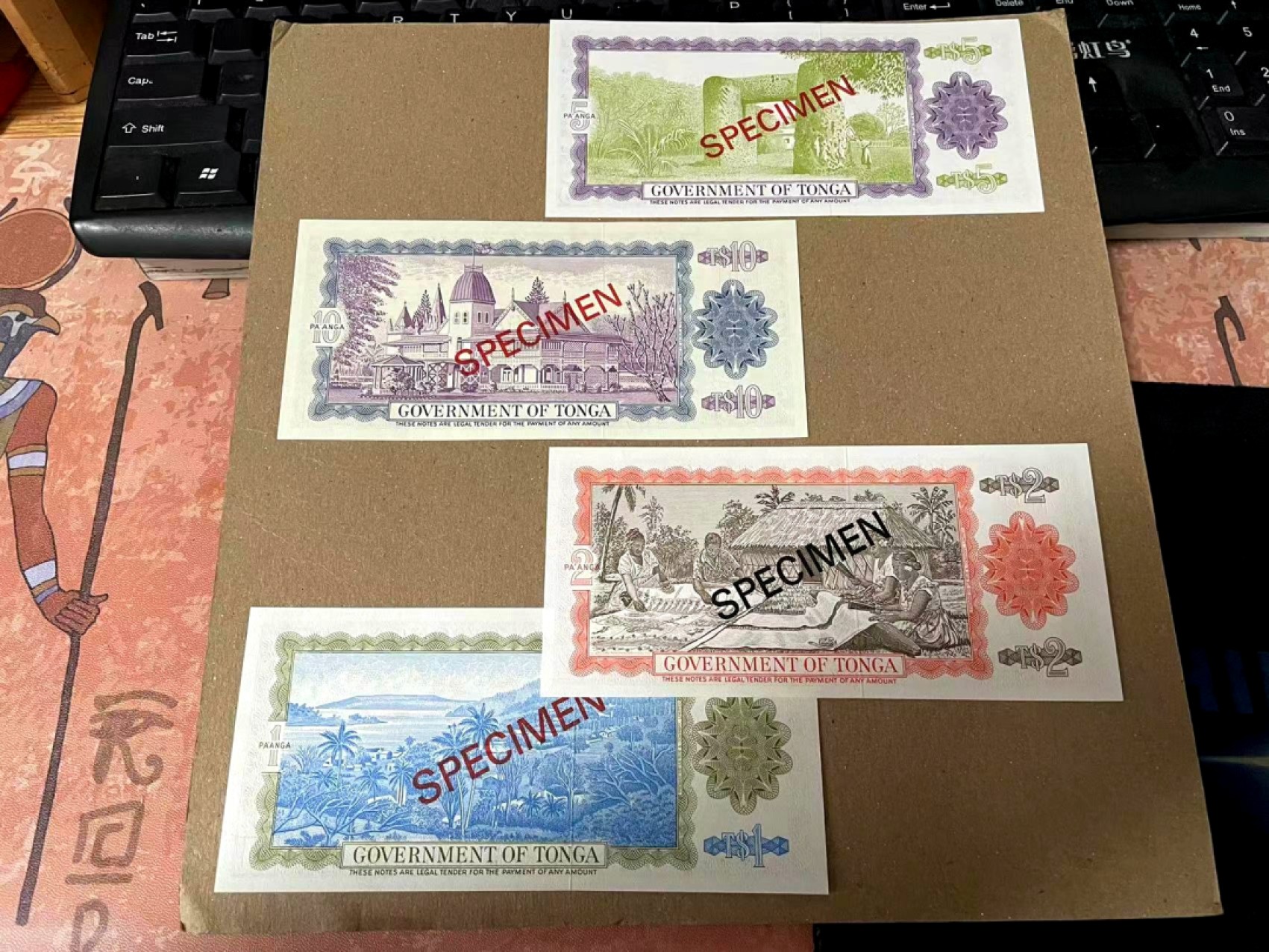 【Blue Auction】✨世界纸币精拍第166期——利奥波德二世（共105拍） 【全同号 带证书 一组4张】汤加 1978年 1-10番加 样钞 精美 全新UNC