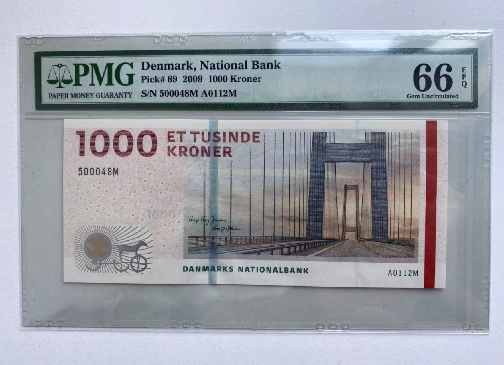 【Blue Auction】✨世界纸币精拍第166期——利奥波德二世（共105拍） 【A0冠】丹麦 2009年1000克朗 PMG66EPQ 大桥与文物版