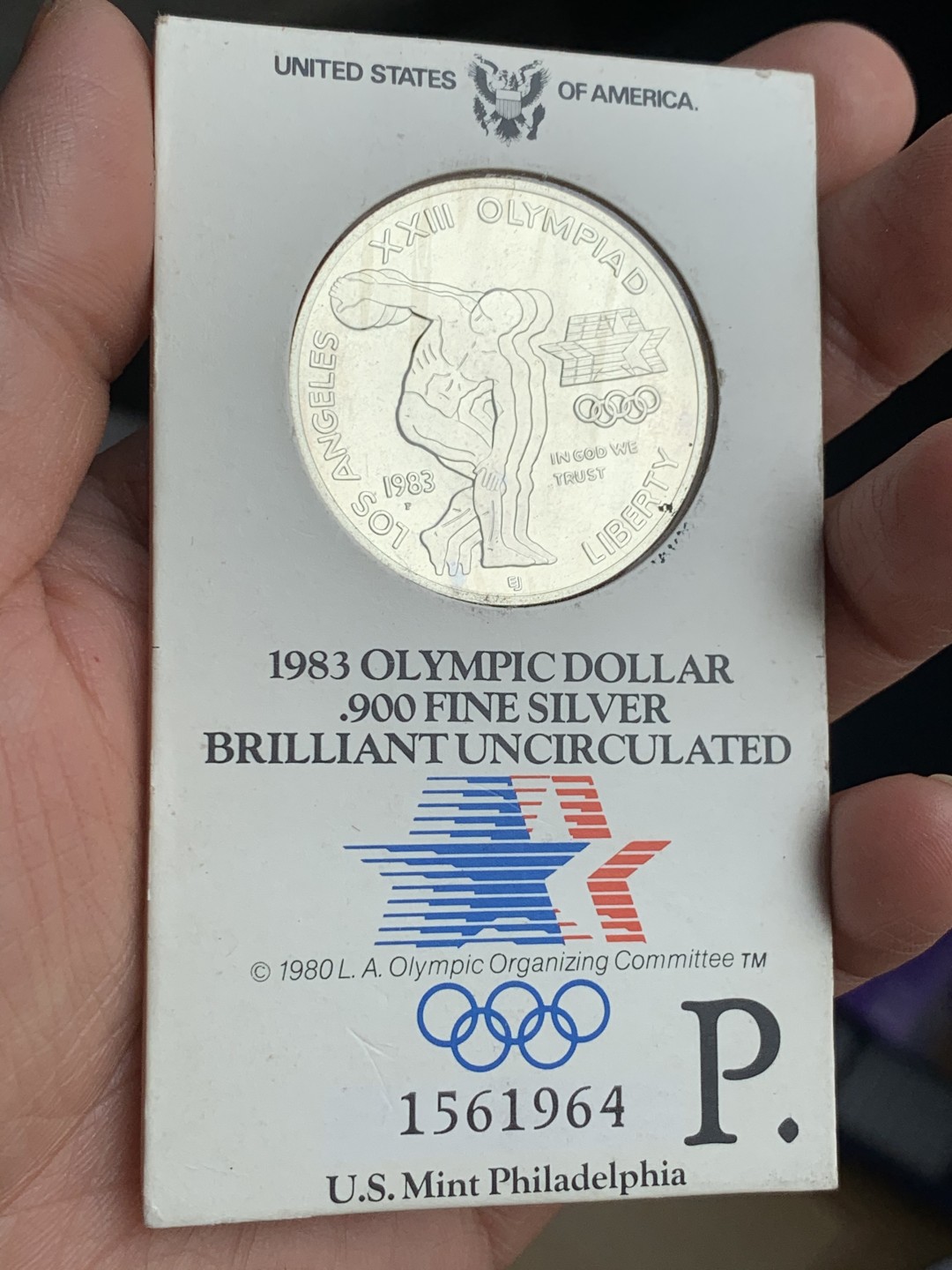 《竞宝斋》第38场-本周一 （全场顺丰包邮） 重拍！卡装 美国1983-P年老鹰一元 大银币