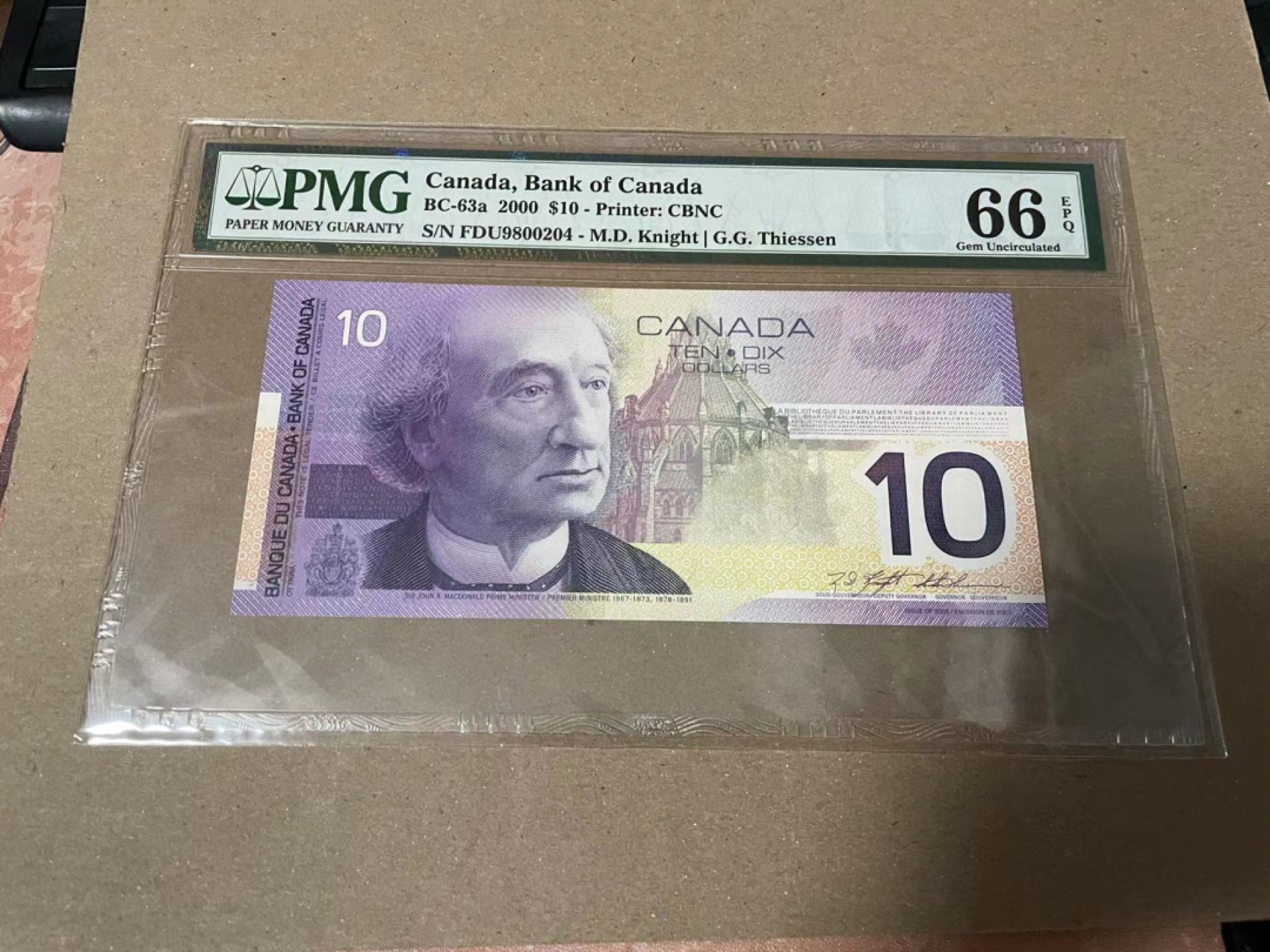 【Blue Auction】✨世界纸币精拍第166期——利奥波德二世（共105拍） 加拿大 2000年10元 PMG66EPQ 