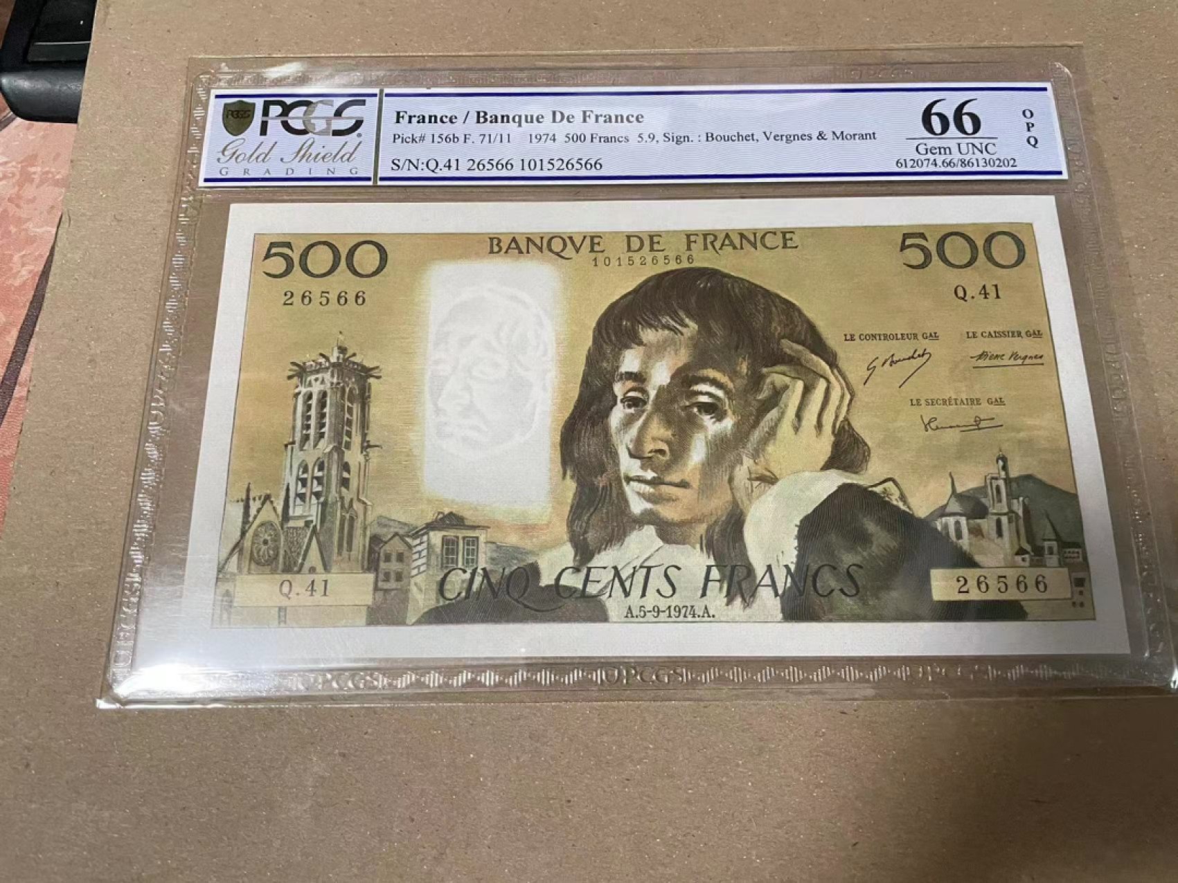 【Blue Auction】✨世界纸币精拍第166期——利奥波德二世（共105拍） 法国 1974年500法郎 PCGS66EPQ 