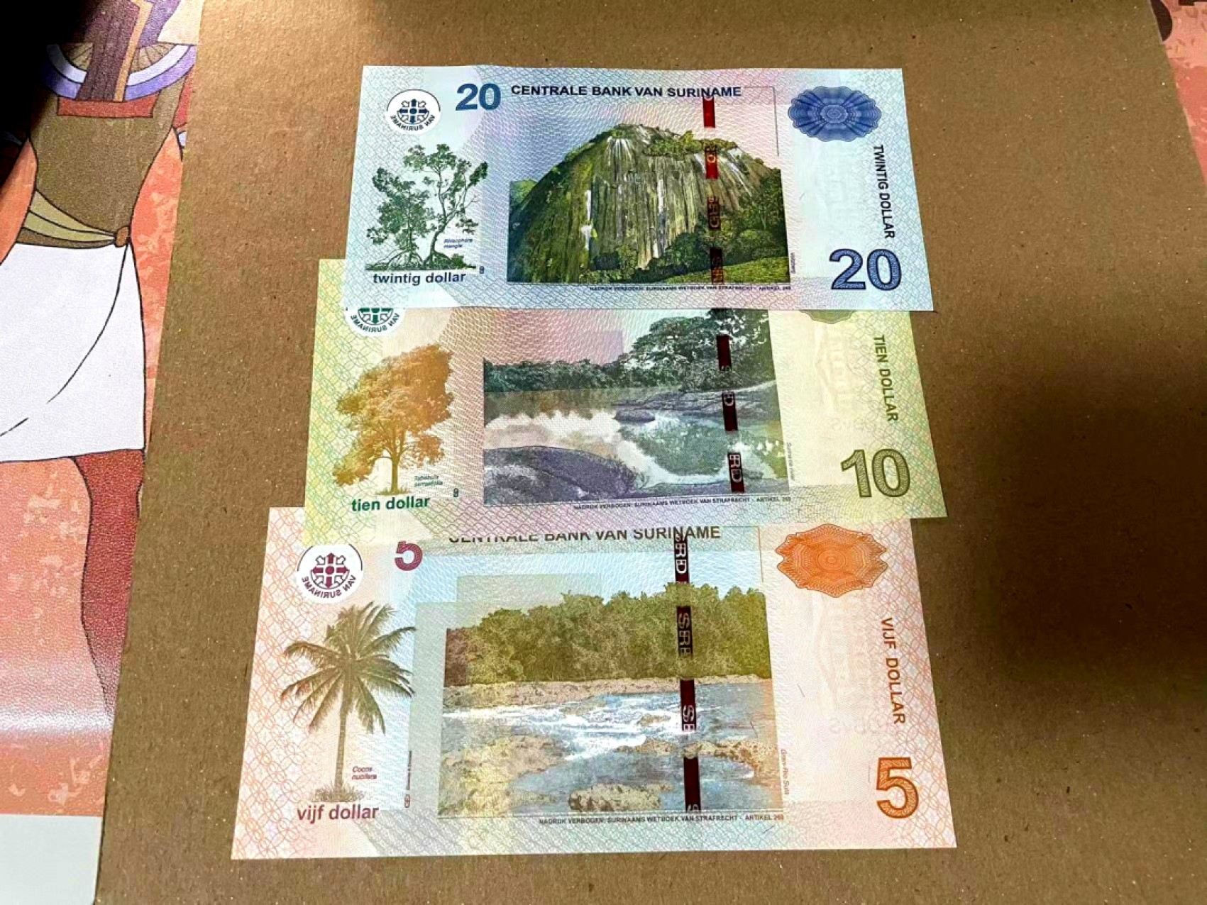 【Blue Auction】✨世界纸币精拍第166期——利奥波德二世（共105拍） 【一组5张】苏里南 2012/2019年5-100元 全新UNC 风景精美