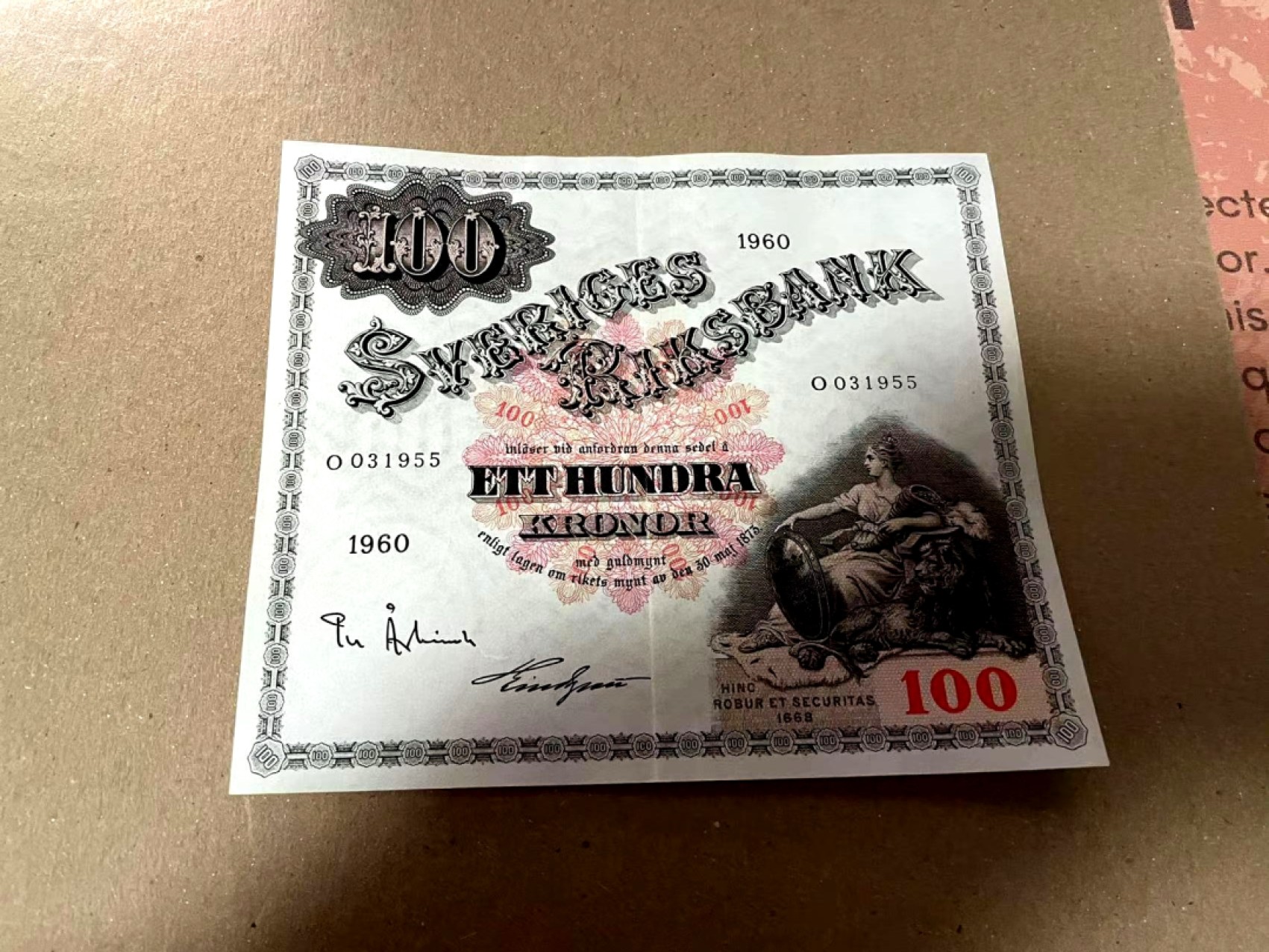 【Blue Auction】✨世界纸币精拍第166期——利奥波德二世（共105拍） 【无47 大方块】瑞典 早期 1960年100克朗 AU品相 雕刻精美