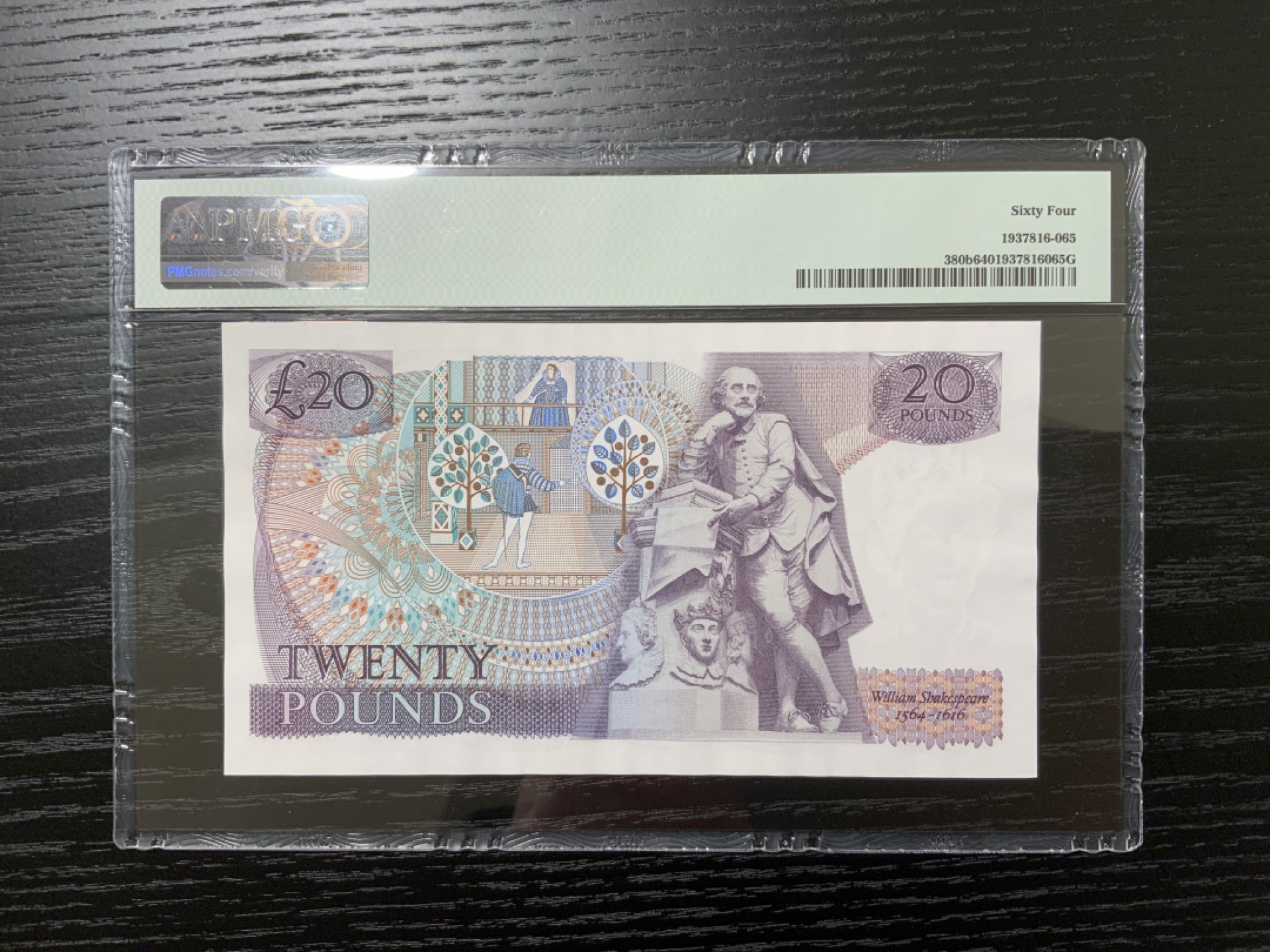 【Blue Auction】✨世界纸币精拍第166期——利奥波德二世（共105拍）  英国1970-80年 20英镑 PMG64 刀拆低评 莎士比亚