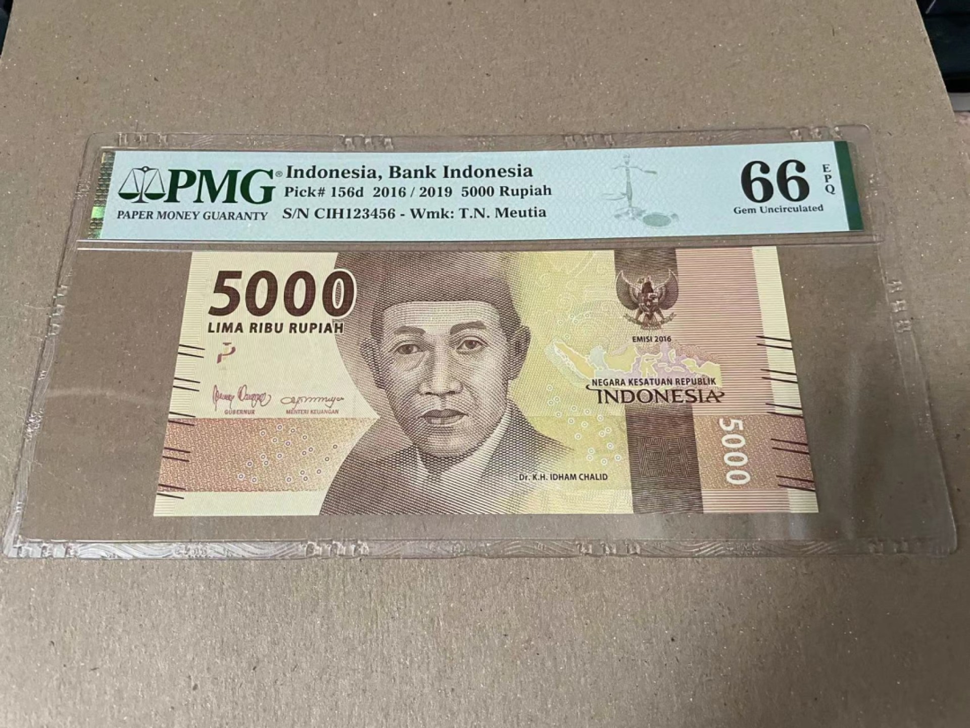 【Blue Auction】✨世界纸币精拍第166期——利奥波德二世（共105拍） 【123456阶梯号】印尼 2016年5000卢比 PMG66EPQ 