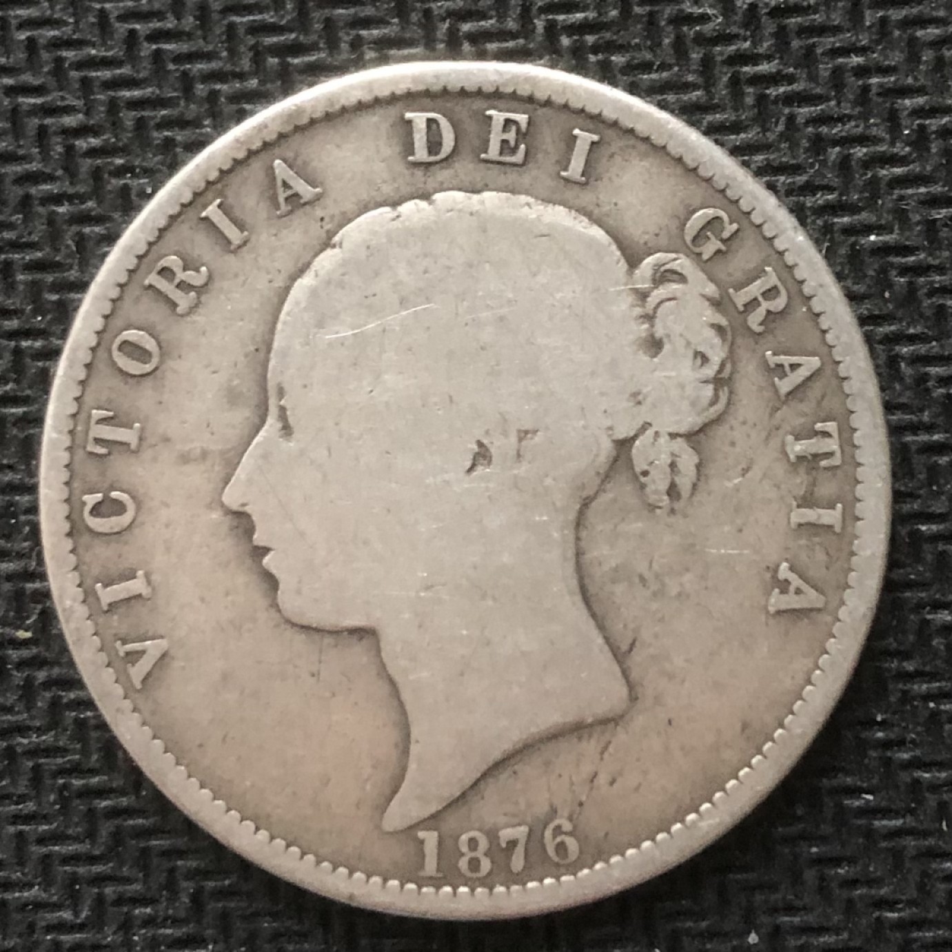 【保诚微拍】【自动拍卖、全场包邮】第19期 $ 硬币专场 $ 英国 维多利亚女王 1876年 青年头像 少女头像 半克朗 银币 （14克 0.925银）