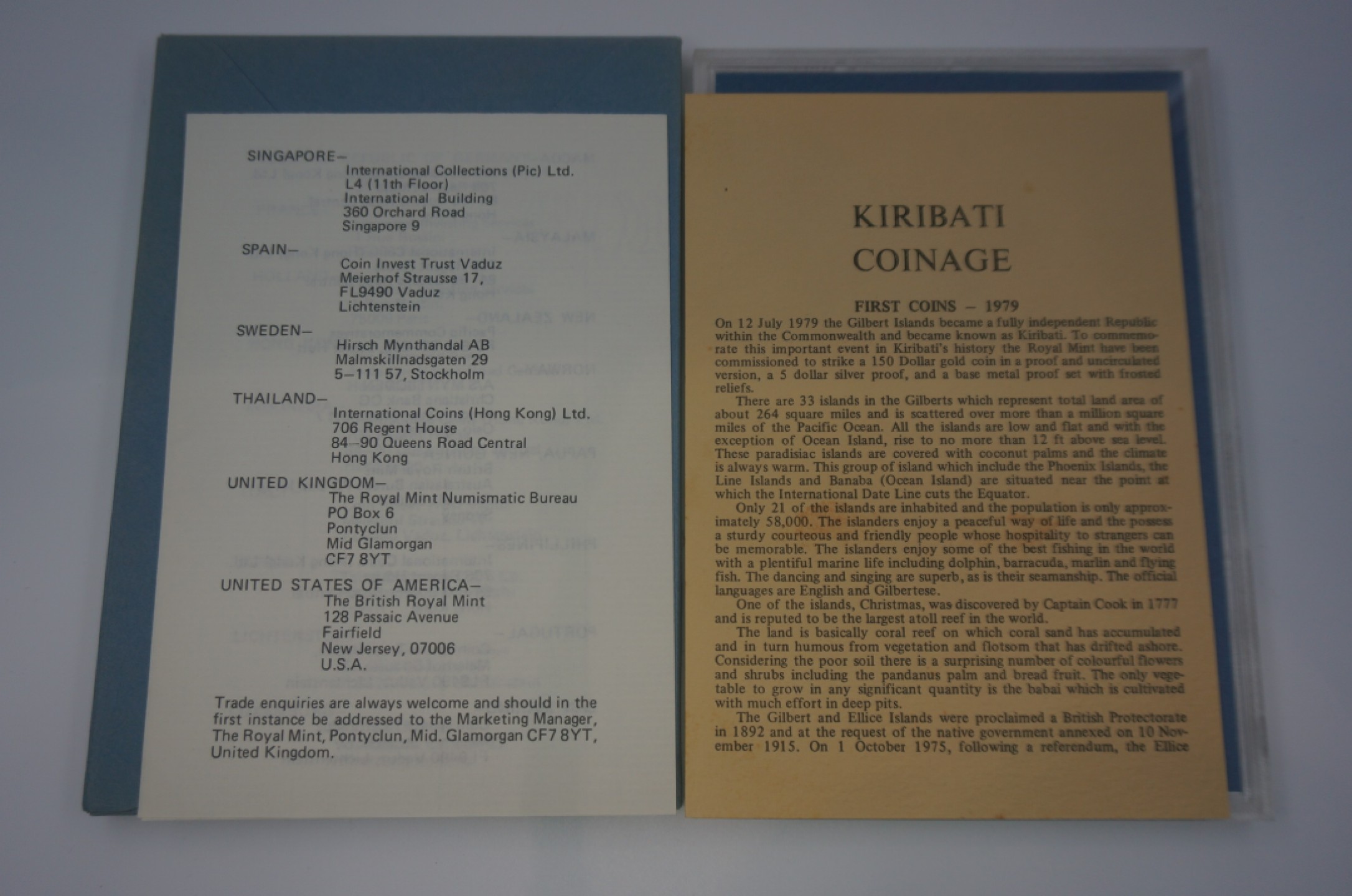 乐游外币首个限时专场—各国精装套币 1979基里巴斯6枚精制套币带证书