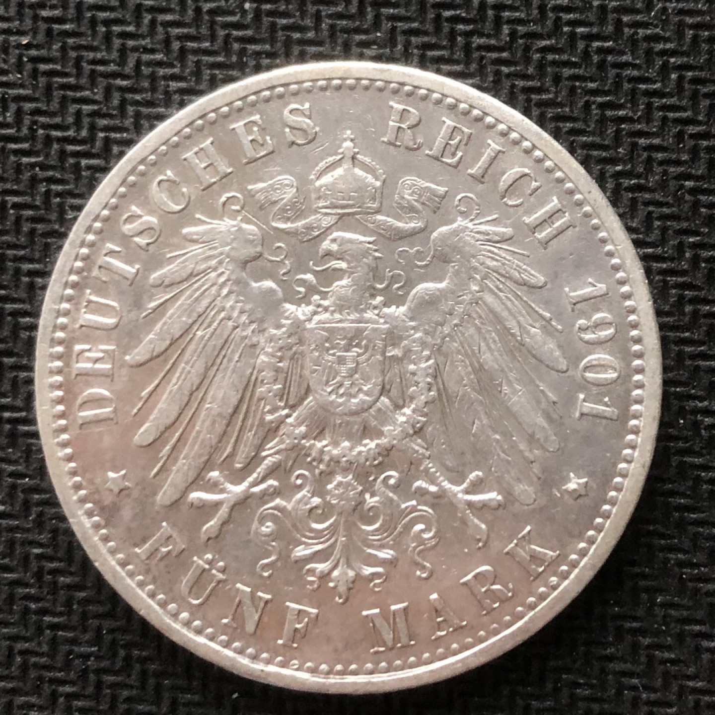 【保诚微拍】【自动拍卖、全场包邮】第19期 $ 硬币专场 $ 德国  普鲁士 威廉二世 1901年 A版 5马克银币 （28克 0.9银）