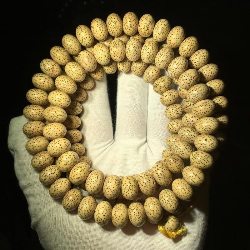 黄金籽星月菩提9mm108陈籽高密星月菩提佛珠 风化籽鸡油黄 算盘 玄月
