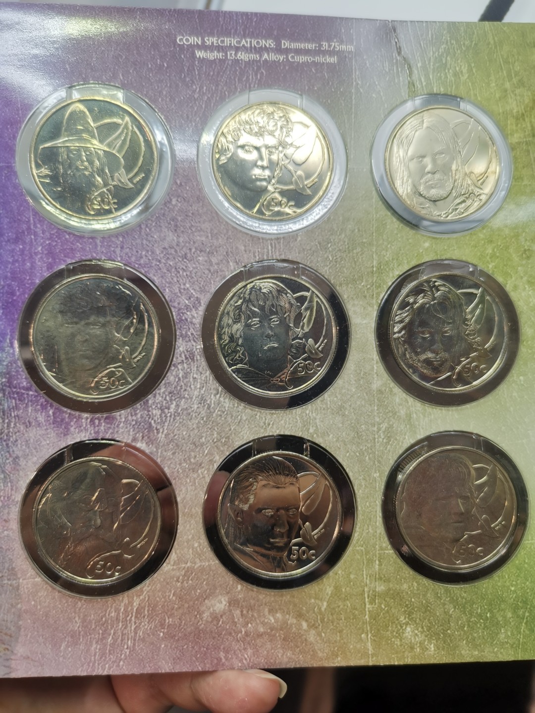 乐游外币首个限时专场—各国精装套币 2003新西兰9枚50分精装套币指环王