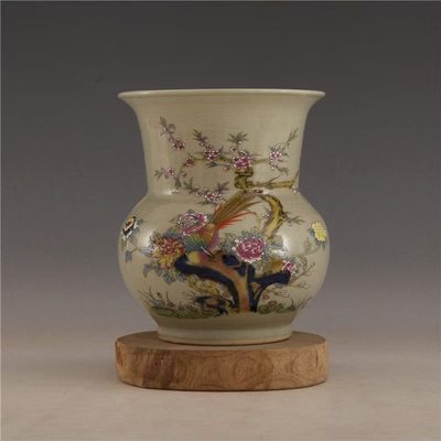 雍正年制 粉彩花鸟纹渣斗 古董瓷器古玩摆件瓷器库存老物件收藏 - 雍正年制 粉彩花鸟纹渣斗 古董瓷器古玩摆件瓷器库存老物件收藏