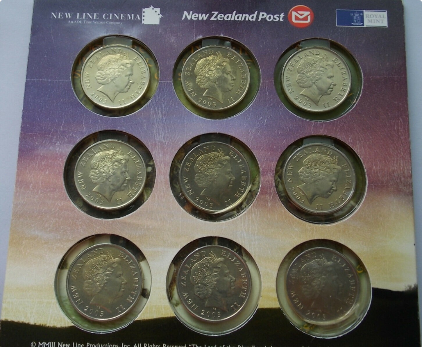 乐游外币首个限时专场—各国精装套币 2003新西兰9枚50分精装套币指环王
