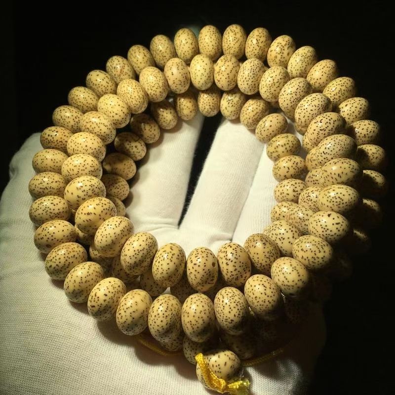 黄金籽星月菩提9mm108陈籽高密星月菩提佛珠 风化籽鸡油黄 算盘 玄月