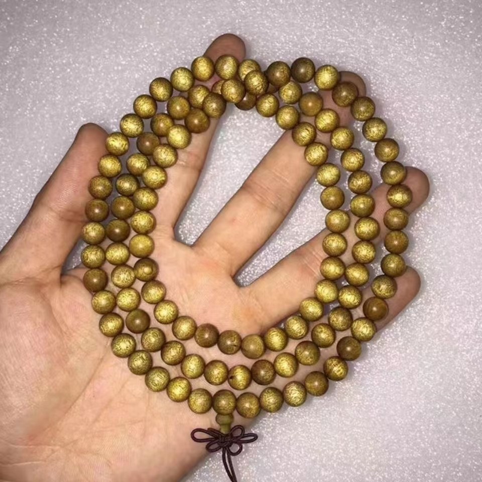 金丝楠木手串小叶桢楠佛珠手串8mm男女手链念珠108颗手工打磨