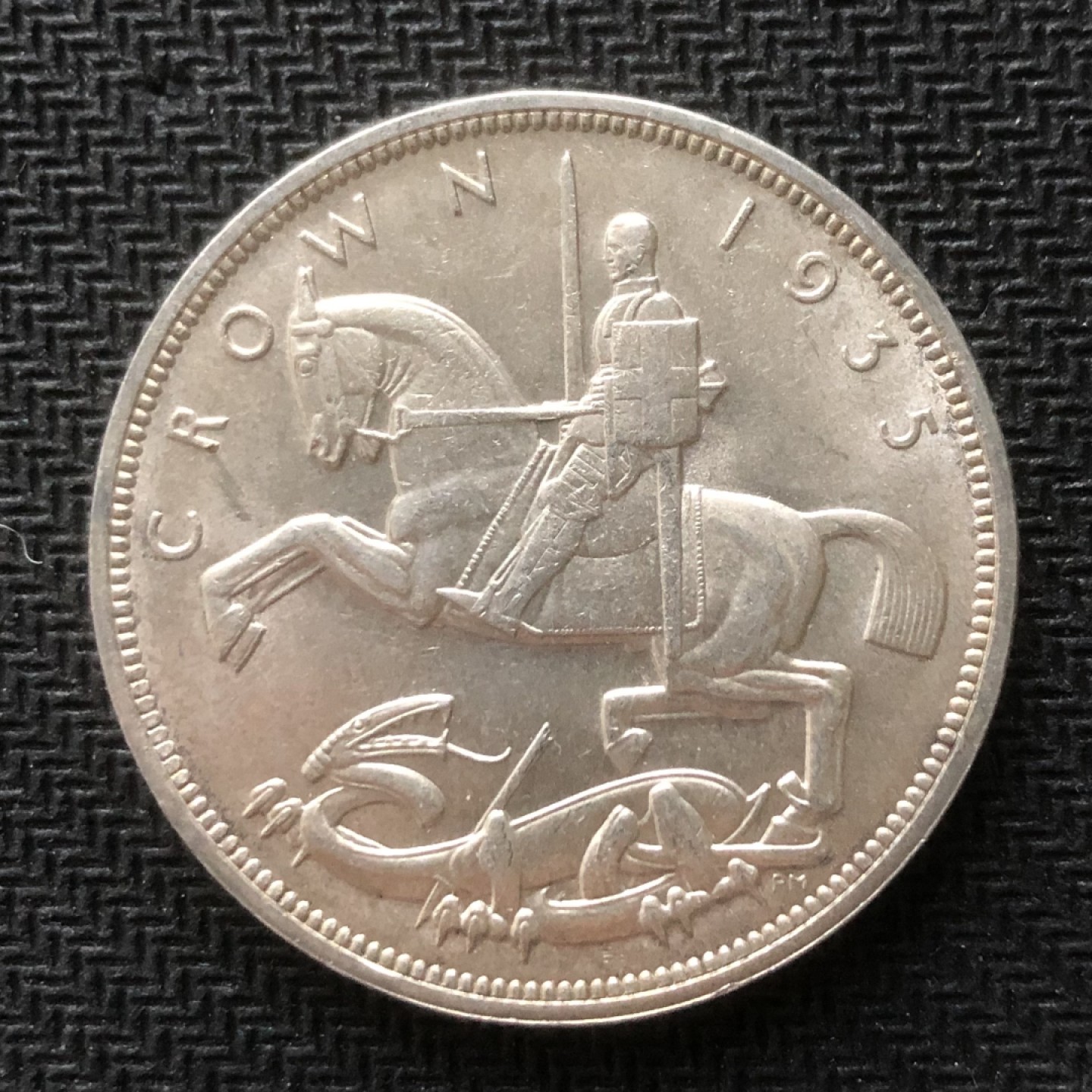 【保诚微拍】【自动拍卖、全场包邮】第19期 $ 硬币专场 $ 英国 乔治五世 1935年 加冕25周年纪念 克朗 木马剑 银币2（28克 0.5银）UNC品！！！克朗型银币，升值品种！！