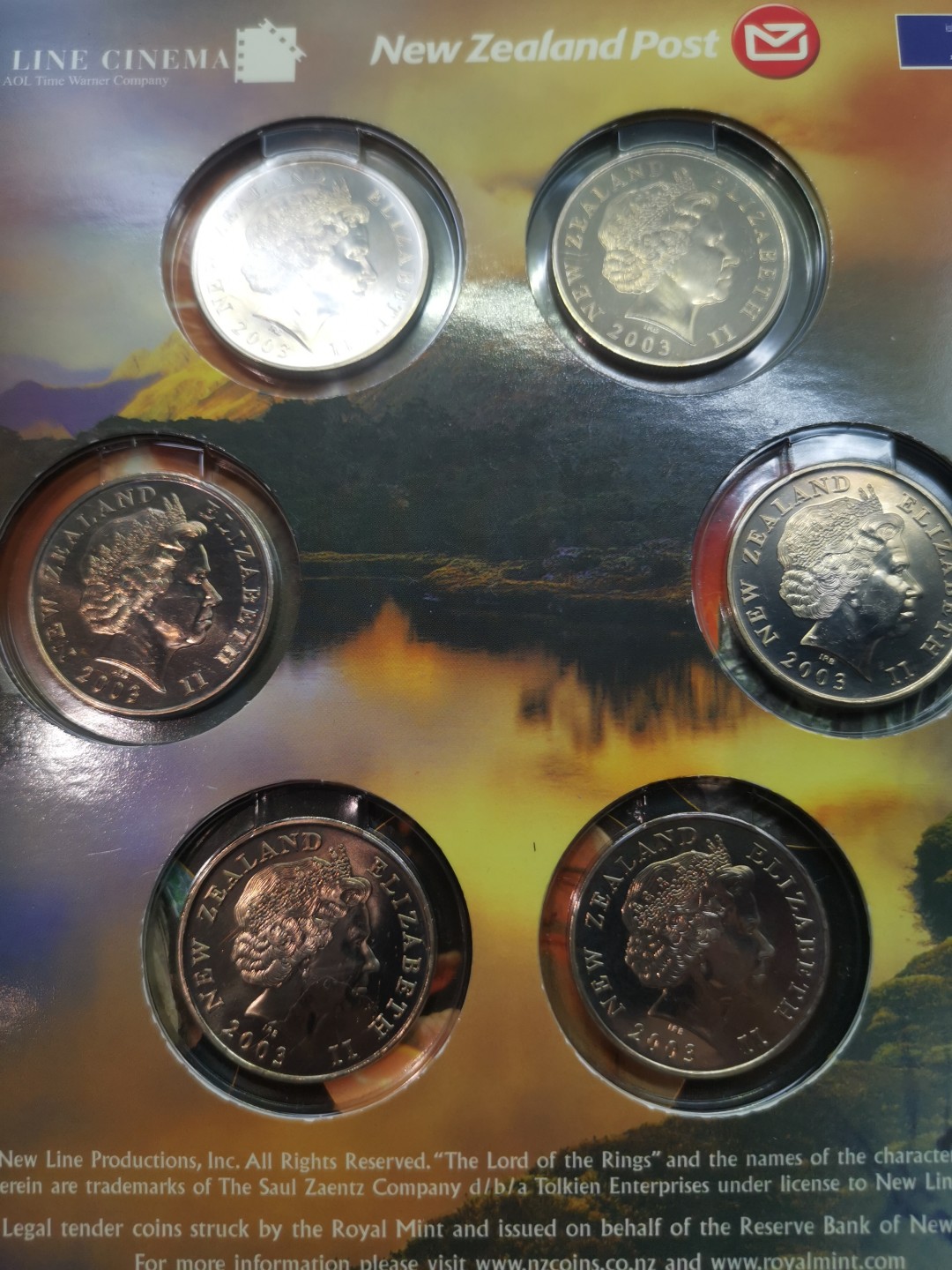 乐游外币首个限时专场—各国精装套币 2003新西兰6枚50分精装套币指环王