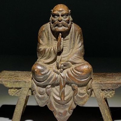农村回流老物件达摩祖师佛像紫铜板凳佛老铜像古董旧货摆件收藏 - 农村回流老物件达摩祖师佛像紫铜板凳佛老铜像古董旧货摆件收藏