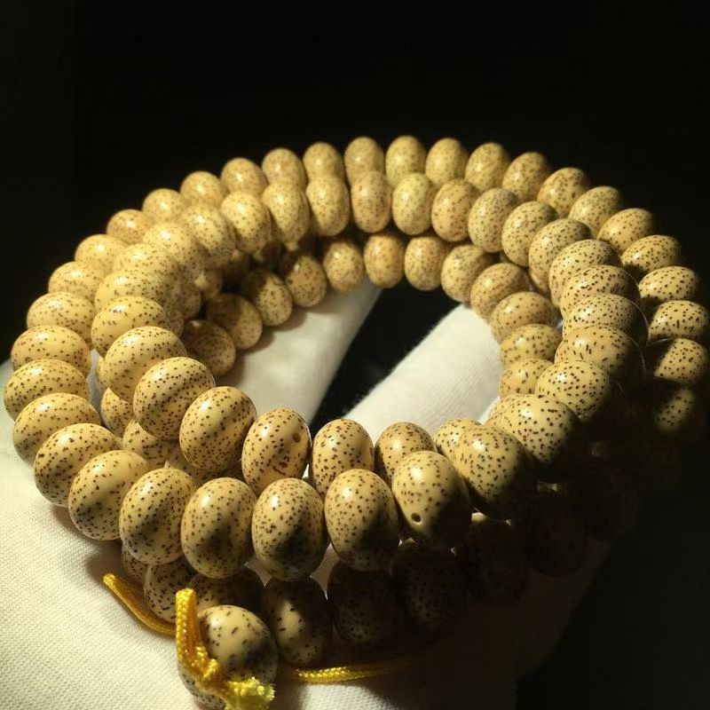 黄金籽星月菩提9mm108陈籽高密星月菩提佛珠 风化籽鸡油黄 算盘 玄月