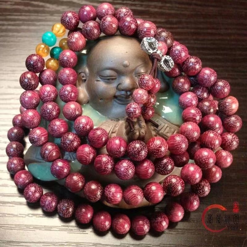 蟠桃核手串天然巴西玫瑰紫罗兰佛珠108念珠 紫檀木紫玫瑰男8mm女6mm