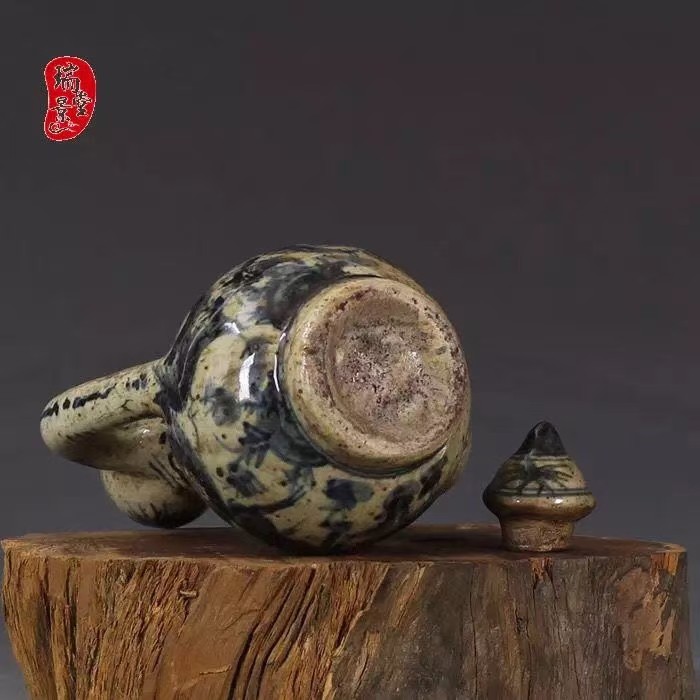 明 青花鸡头壶古董 古玩 做旧古瓷器收藏全手工摆件古典装饰品