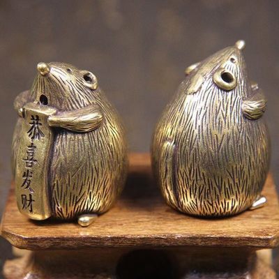一对纯铜鼠摆件恭喜发财老鼠纳福十二生肖老鼠家居风水招财化煞镇宅 - 一对纯铜鼠摆件恭喜发财老鼠纳福十二生肖老鼠家居风水招财化煞镇宅