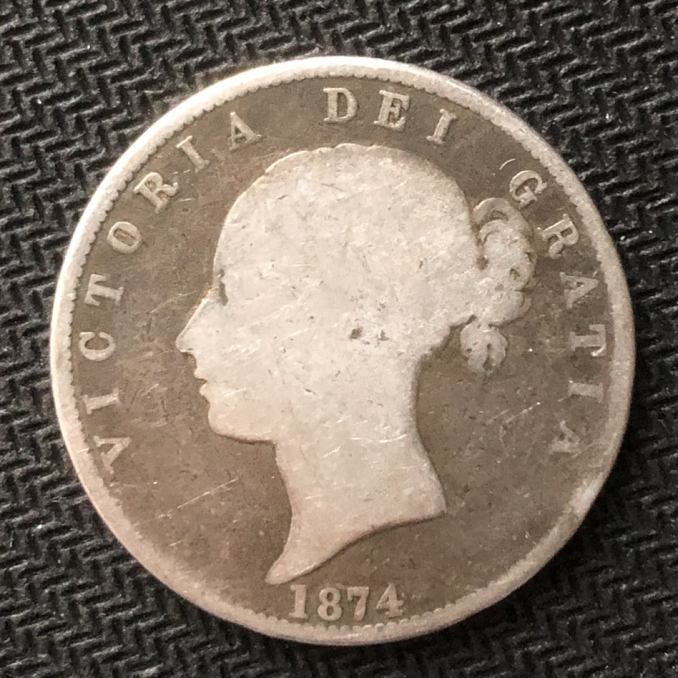 【保诚微拍】【自动拍卖、全场包邮】第19期 $ 硬币专场 $ 英国 维多利亚女王 1874年 青年头像 少女头像 半克朗 银币 （14克 0.925银）