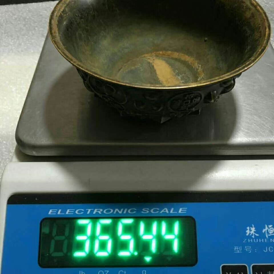 纯铜老包浆聚宝盆古玩收藏尺寸如图五福临门古铜铜器