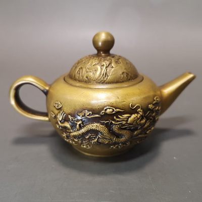 纯铜海水龙纹壶古铜器提梁壶酒壶茶壶家居酒店茶道装饰工艺摆件 - 纯铜海水龙纹壶古铜器提梁壶酒壶茶壶家居酒店茶道装饰工艺摆件