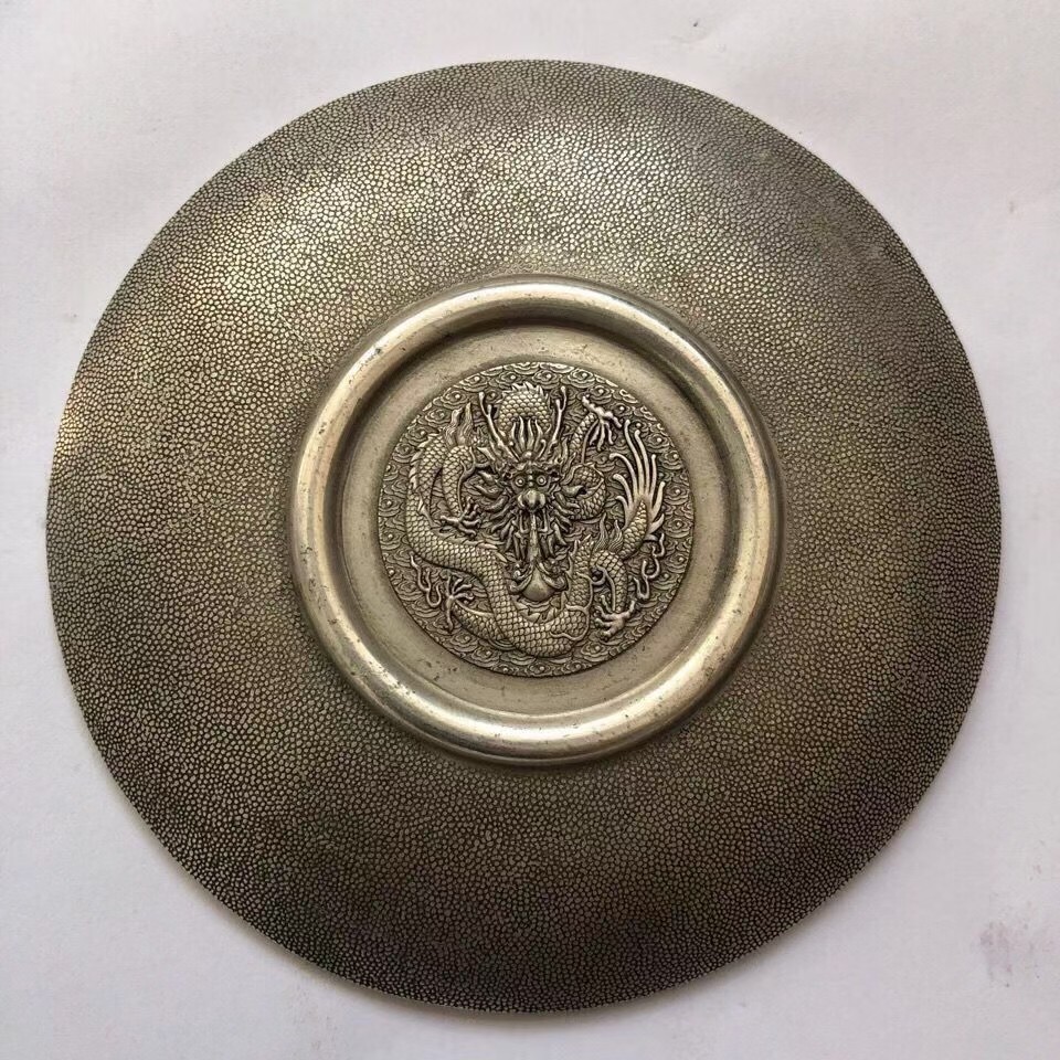 古玩古董老物件收藏 乾隆年制十二生肖镀银盘子 家居摆件特价包邮