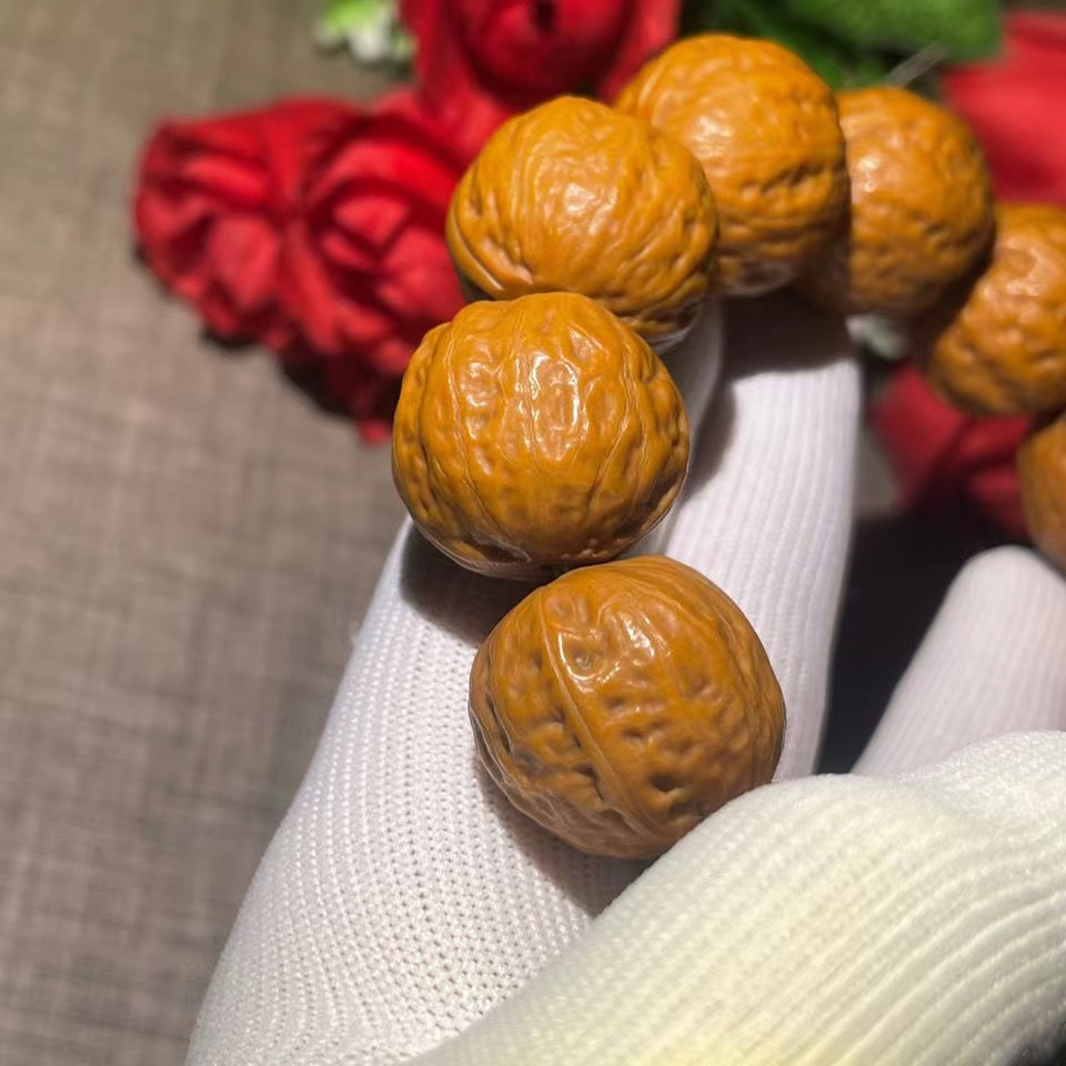 野生山核桃手串矮桩秋子手串文玩佛珠念珠精神23MM