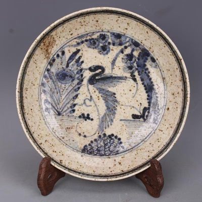 明宣德青花花鸟纹盘碟手绘民间收藏老货古瓷器古董古玩中式摆件口径18cm - 明宣德青花花鸟纹盘碟手绘民间收藏老货古瓷器古董古玩中式摆件口径18cm