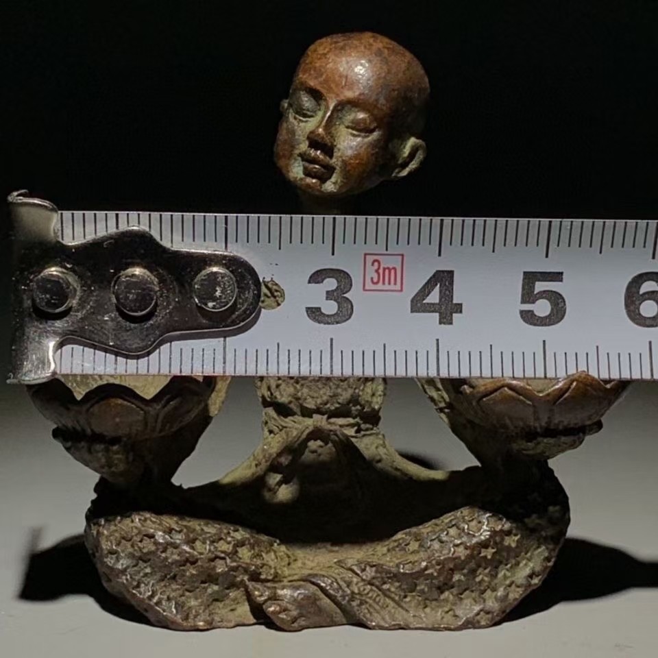 古董纯铜旧藏小沙弥烛台摆件老物件旧货老铜器古玩包老包真收藏品