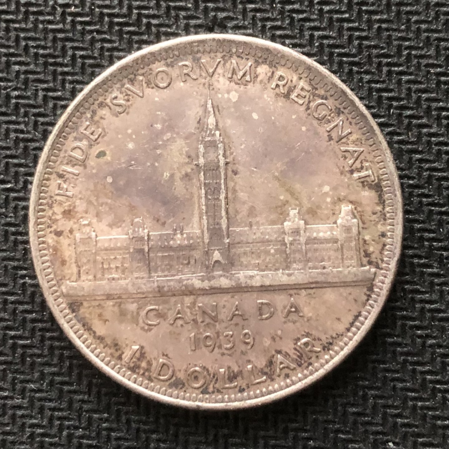 【保诚微拍】【自动拍卖、全场包邮】第19期 $ 硬币专场 $ 加拿大 1939年 皇室访问 议会大厦 100周年 1加元 纪念银币.(23.3克.0.8银 36mm)(克朗型高银银币！！五彩包浆！！！