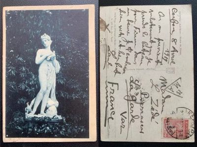 精品收藏级明信片专拍场 - 希腊明信片 1919年实寄 科孚岛 维纳斯雕像