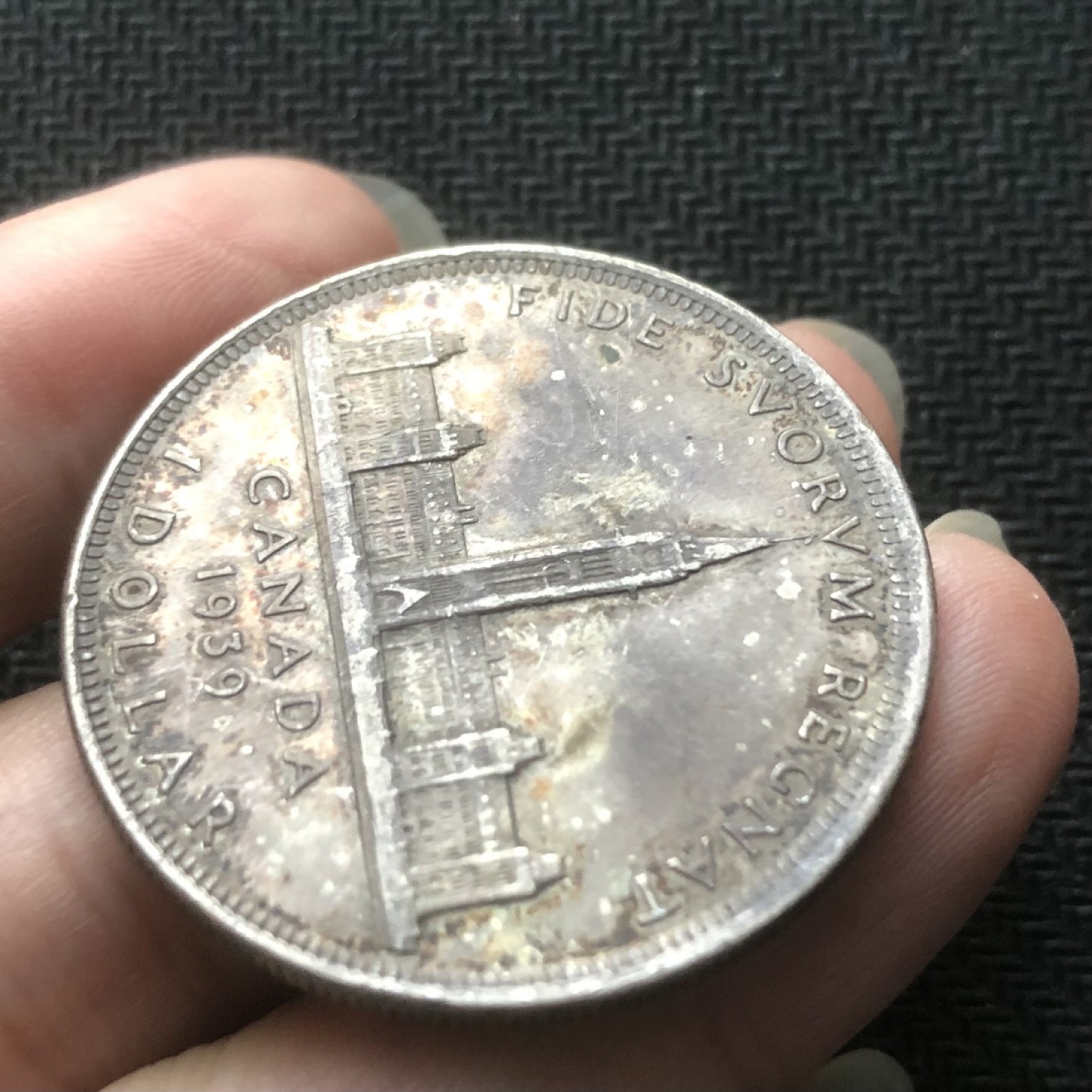 【保诚微拍】【自动拍卖、全场包邮】第19期 $ 硬币专场 $ 加拿大 1939年 皇室访问 议会大厦 100周年 1加元 纪念银币.(23.3克.0.8银 36mm)(克朗型高银银币！！五彩包浆！！！