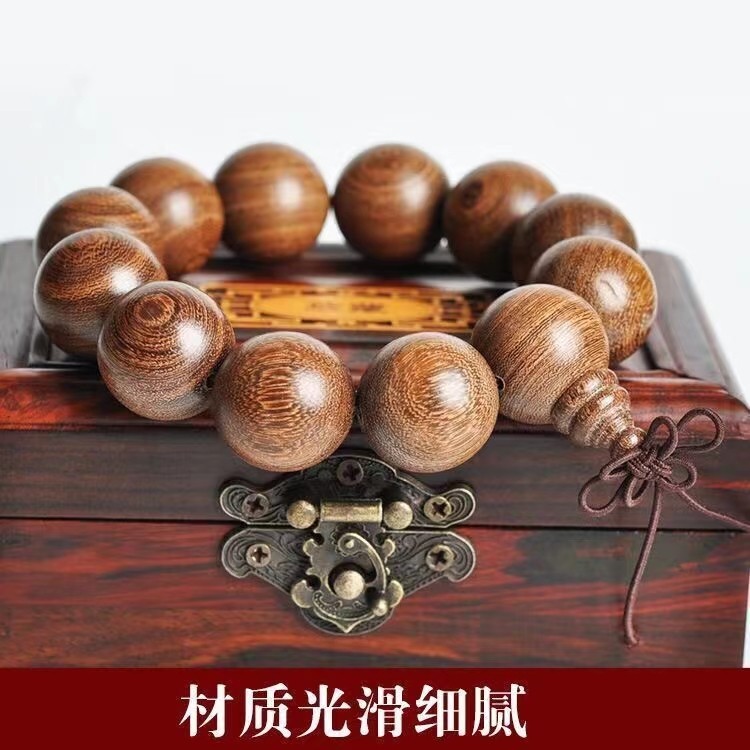 金丝檀木佛珠念珠手持手链金丝檀木珠手串保平安佛珠檀木12mm